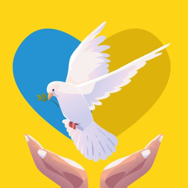 Ukrayna, savaş yok, güvercin ve kalp, tasarım