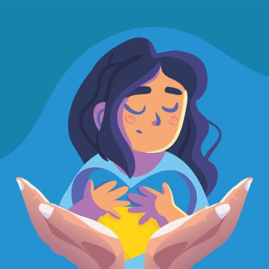 Ukrayna 'da savaş yok, kız bayrağıyla kalbi kucaklıyor.