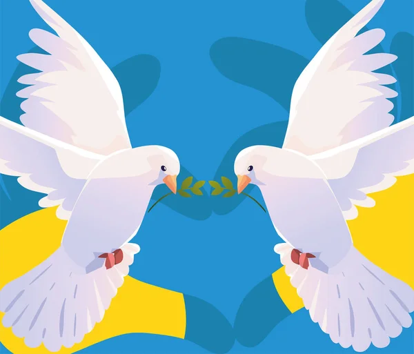Ukraine Pas Guerre Pigeons Drapeau Design — Image vectorielle