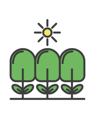 Ekoloji ormanı ve güneş ikonu izole edildi