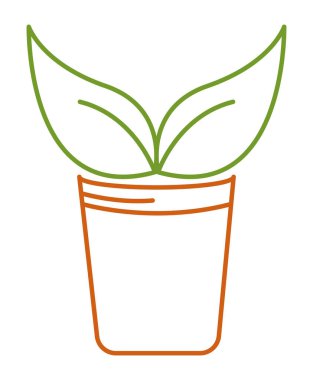 çömlek bahçe ikonu doğrusal biçiminde yapraklar