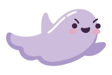 çizgi film sevimli hayalet simgesi izole