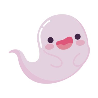 Tatlı hayalet çizgi film simgesi izole edildi