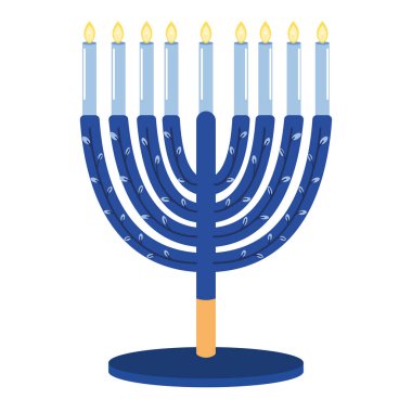 Menorah Hanuka ikonu izole edilmiş.