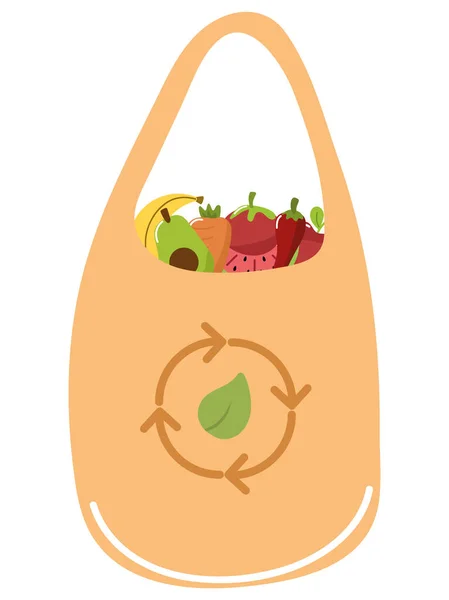 Bolsa Comestibles Con Icono Alimentos Aislados — Vector de stock