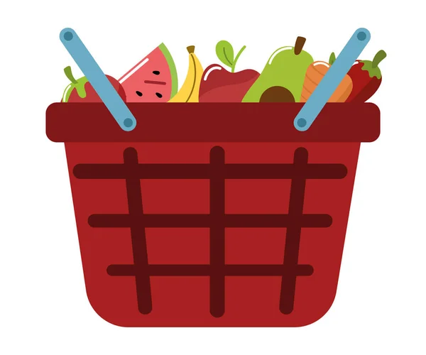 Grocery Basket Food Icon Isolated — Stock Vector