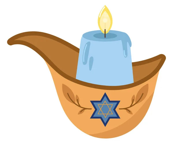 Vela Ardiente Icono Hanukkah Aislado — Vector de stock