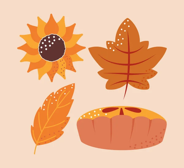 Thanksgiving Icon Collection Flat Style — Stock Vector
