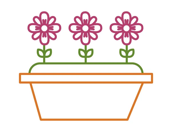 Jardin Fleurs Pot Icône Style Linéaire — Image vectorielle