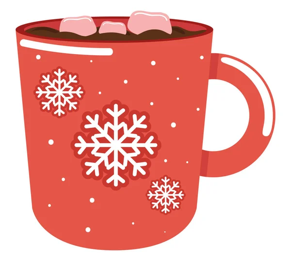 Горячая Чашка Какао Иконой Снежинки Изолированы — стоковый вектор