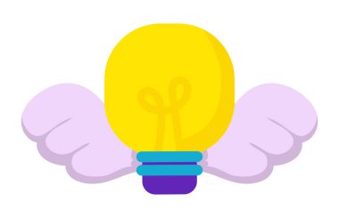 Yaratıcılık ampulü ve kanat simgesi izole