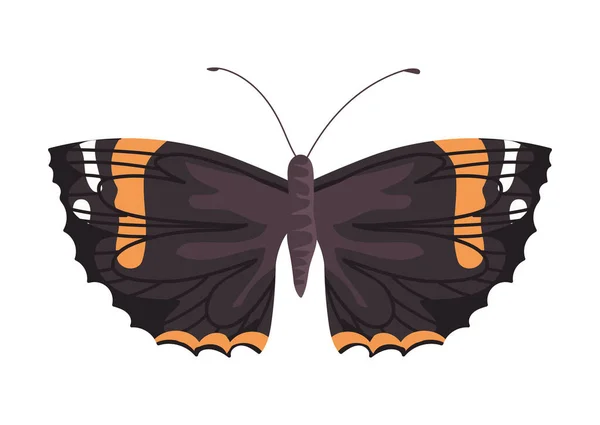 Mariposa Plana Sobre Icono Fondo Blanco — Vector de stock