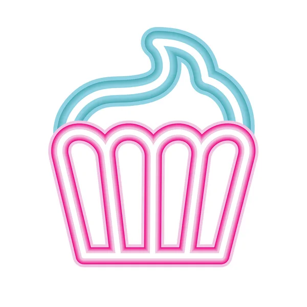 Party Neon Cupcake Icon Isolated Flat — Stock Vector