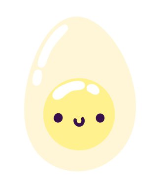 Haşlanmış yumurta kawaii kahvaltı ikonu izole