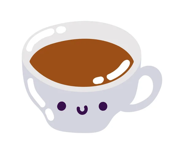 Caffè Kawaii Icona Della Colazione Isolato — Vettoriale Stock