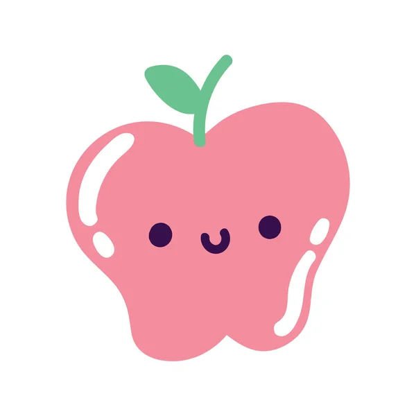 Manzana Fruta Kawaii Icono Aislado — Vector de stock