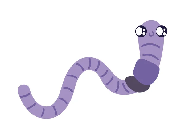 Worm Roxo Ícone Desenho Animado Bug Isolado — Vetor de Stock