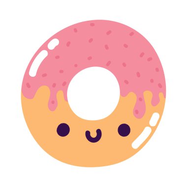 Donut kawaii kahvaltı ikonu izole