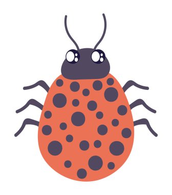 Uğur böceği çizgi film simgesi izole edildi