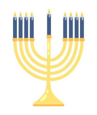 Menorah Hanuka ikonu izole edilmiş.