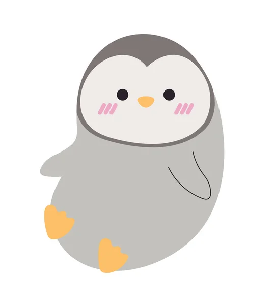 Pingvindjur Kawaii Ikon Isolerad — Stock vektor