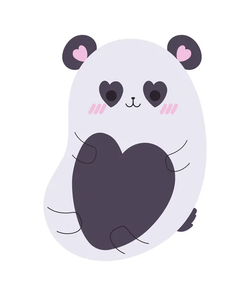 Panda Animal Kawaii Icône Isolé — Image vectorielle