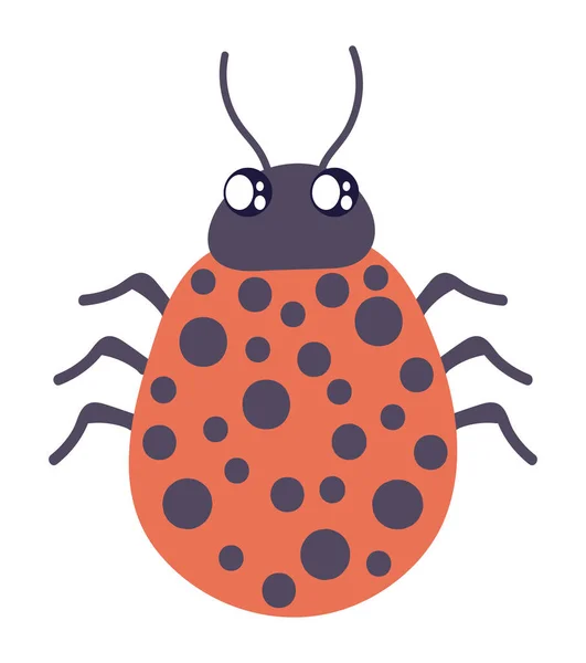 Joaninha Bug Desenho Animado Ícone Isolado — Vetor de Stock