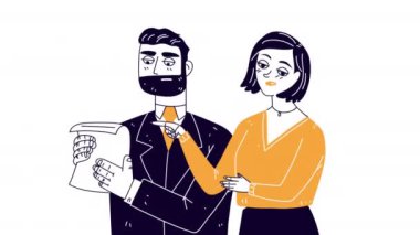 Belge kağıdı ve 4k video animasyonlu zarif bir çift.