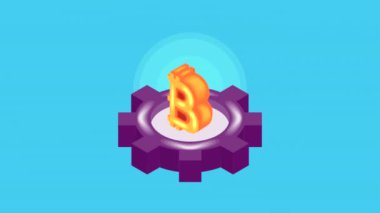Vites ekommerce animasyonunda bitcoin sembolü, 4k video animasyonu