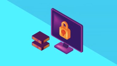 Güvenli altın asma kilit animasyonu