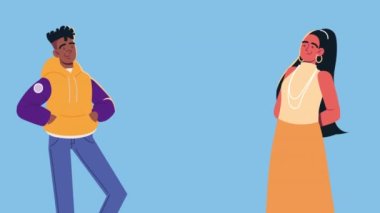 Afro erkek ve kadın çift animasyonu, 4k video animasyonu