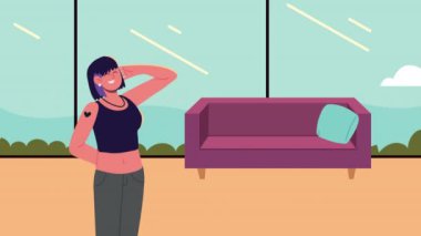 Genç kadın modellik karakteri animasyonu, 4k video animasyonu