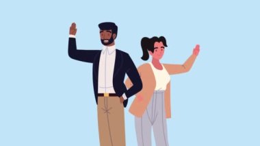 Sakallı ve zarif takım çalışması animasyonu, 4k video animasyonu