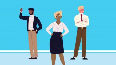 üç iş adamı karakteri animasyonu, 4k video animasyonu