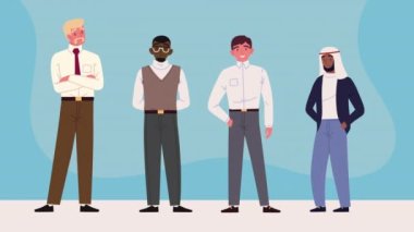 4 işadamı karakteri, 4k video animasyonu