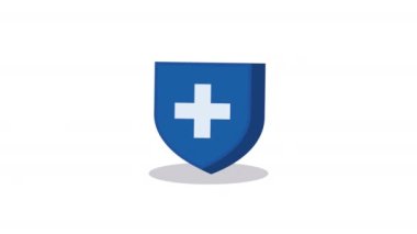 Çapraz animasyonlu mavi kalkan, 4k video animasyonu