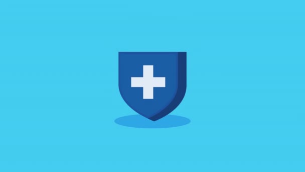 Escudo Médico Con Patrón Medicamentos Video Animado — Vídeo de stock
