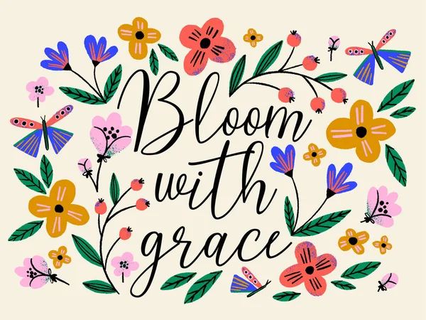 Açık bej arka planda el çizimi, yaratıcı çiçekler ve kelebekler. Rengarenk çiçek desenleriyle çiçek açarlar..