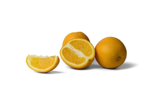 Several Oranges Whole Slices White Background Close Isolate — Stock Photo, Image