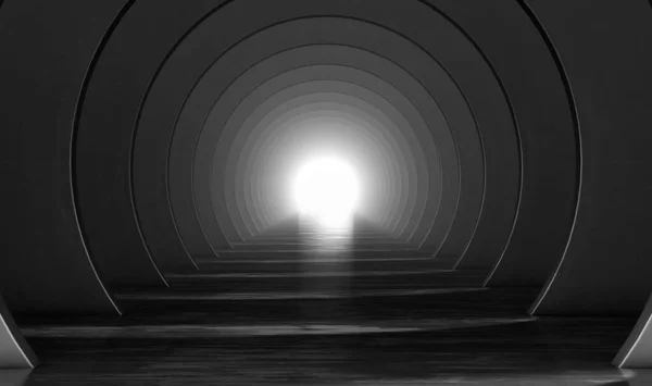 Abstract Dark Circular Tunnel Modern Futuristic Geometric Background Rendering Illustration — 图库照片