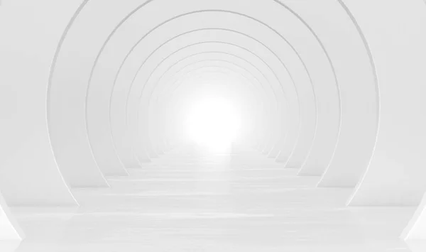 Αφηρημένη Λευκή Κυκλική Σήραγγα Σύγχρονο Φουτουριστικό Γεωμετρικό Υπόβαθρο Απεικόνιση Απόδοση — Φωτογραφία Αρχείου