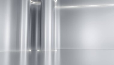 Zarif beyaz fütüristik eğri ışık ve yansıma ile içi boş. Geleceğin teknoloji geçmişi. 3d oluşturma