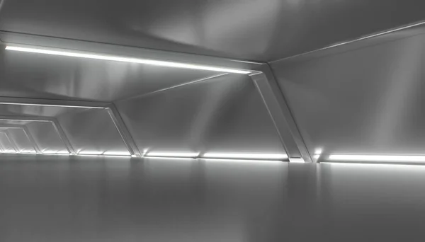 Abstracte Futuristische Gang Interieur Ontwerp Toekomstige Tunnel Met Lichte Achtergrond — Stockfoto
