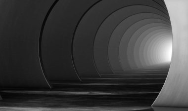 Soyut koyu dairesel tünel. Modern Fütürist Geometrik Arkaplan. 3d resimleme.