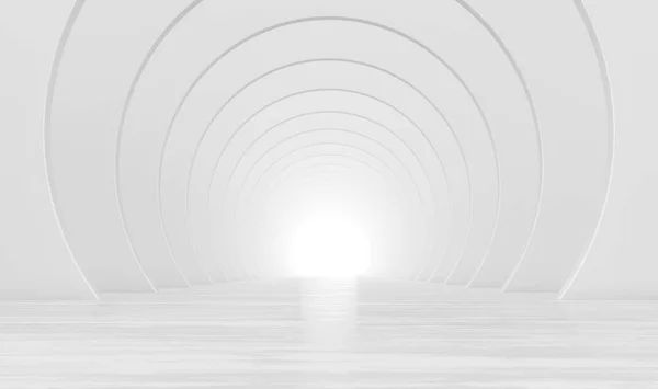 Αφηρημένη Λευκή Κυκλική Σήραγγα Σύγχρονο Φουτουριστικό Γεωμετρικό Υπόβαθρο Απεικόνιση Απόδοση — Φωτογραφία Αρχείου