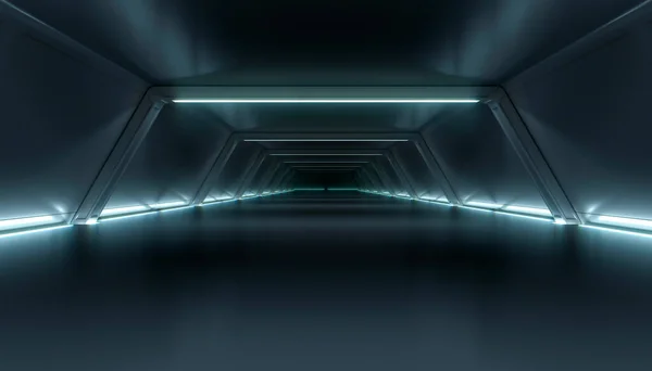 Abstraktes Futuristisches Dunkles Flur Interieur Zukünftiger Tunnel Mit Hellem Hintergrund — Stockfoto