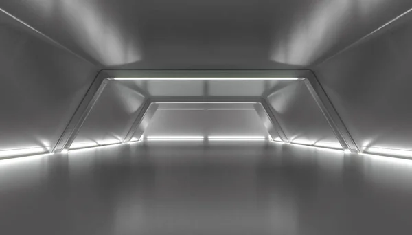 Resumen Diseño Interior Del Corredor Futurista Futuro Túnel Con Fondo — Foto de Stock