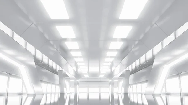 Abstract Futuristische Lege Kamer Sci Tech Corridor Met Licht Toekomstige — Stockfoto