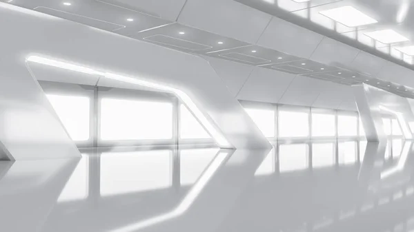 Abstract Futuristic empty room. Sci-Fi hi tech Corridor With light. Future Technology concept. 3d rendering