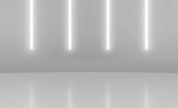 Abstract Futuristic minimal wall scene with vertical glowing neon lighting. Product display presentation empty room concept . 3D Rendering